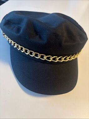 Studio F cap with gold chain accent